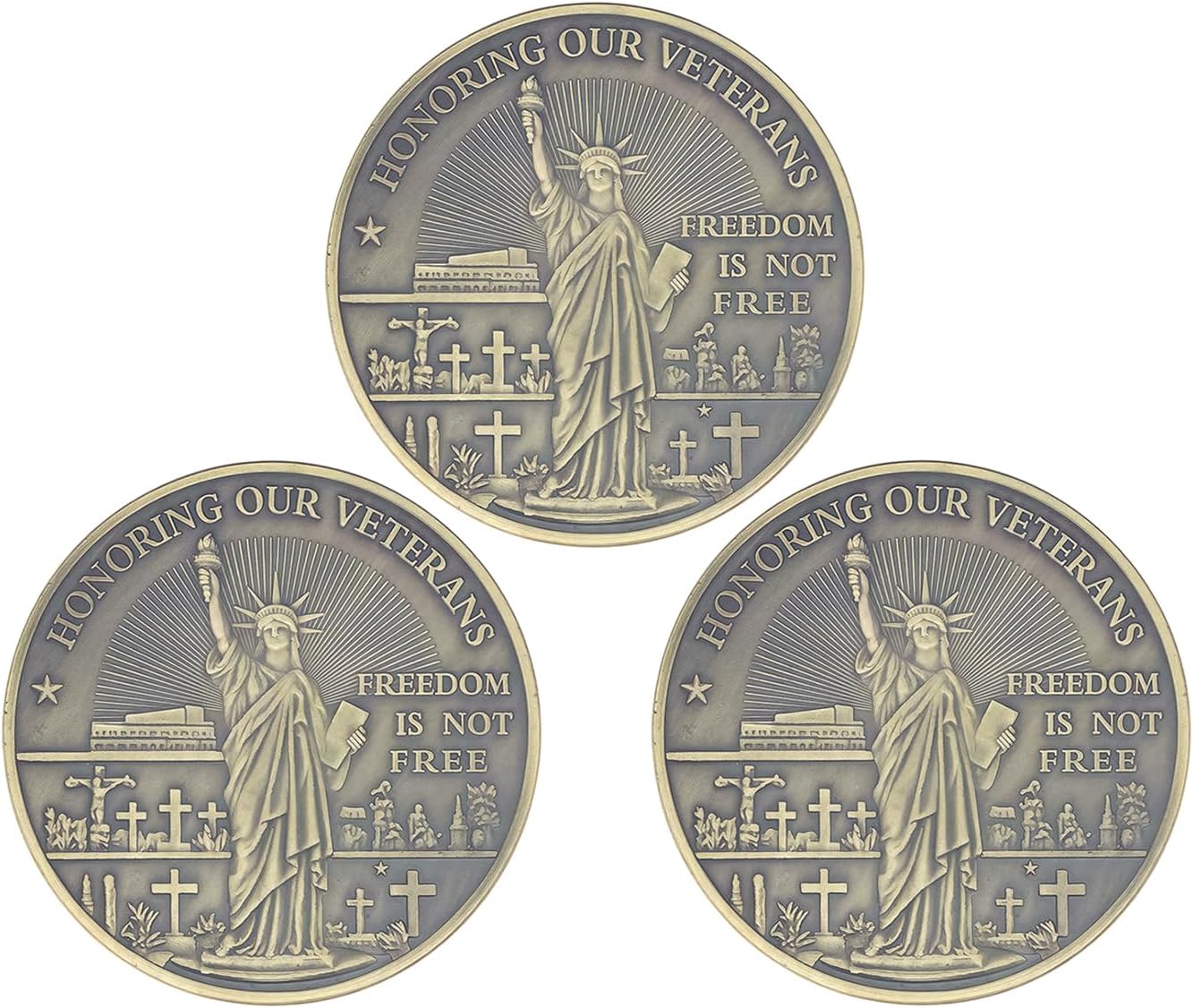 US Military Challenge Coin Veteran Prayer Coin - Honoring Our Veterans (Pack of 6)