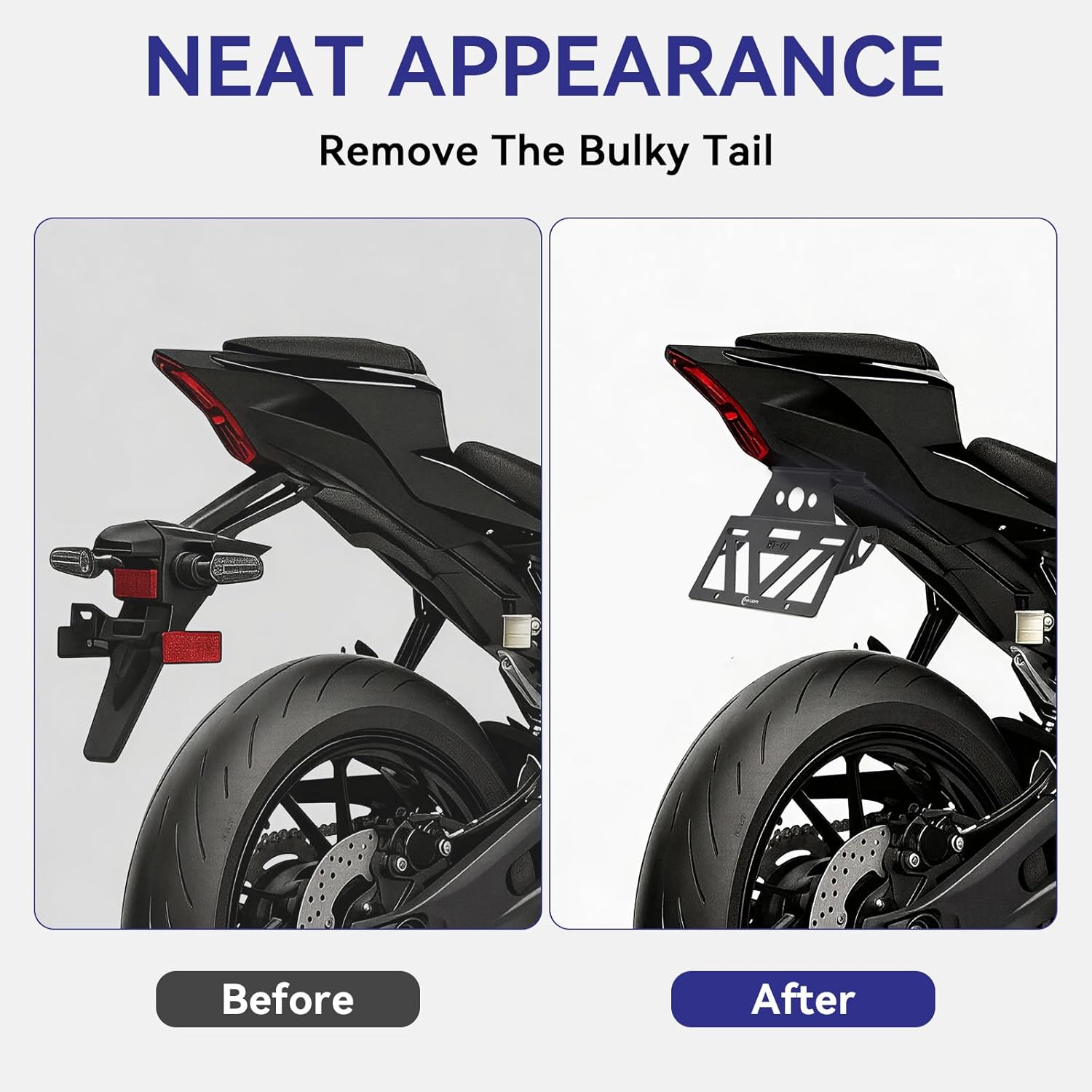 2025 MT07 Fender Eliminator FZ07 Fender Eliminator Fit With OEM & Aftermarket Turn Signals YZF R7 License Plate Bracket MT07 Tail Tidy FZ07 License Plate Holder for 2025 MT-07 FZ-07 YZF-R7