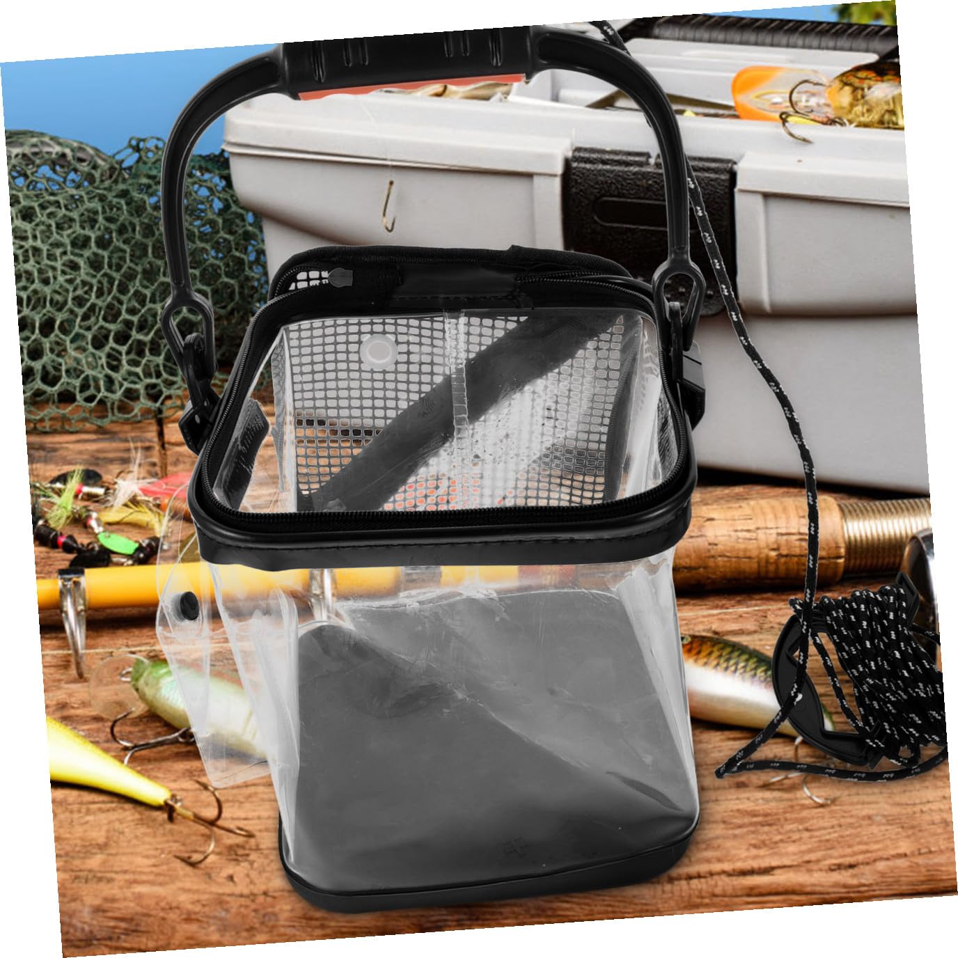 Secchio da Pesca Pieghevole in Eva Spesso e Trasparente Contenitore Leggero Facile da Pulire per Pesci per Campeggio e Pesca All'aperto