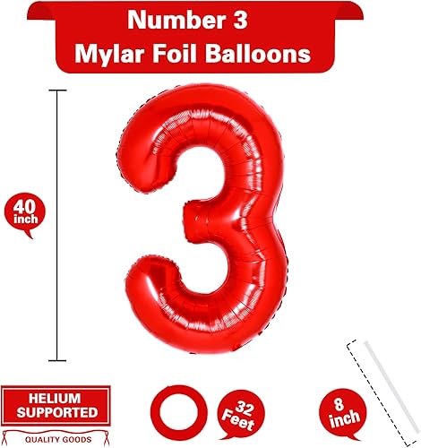 Miniatura 8 de Globo rojo gigante del número 6 de 40 pulgadas, globos de aluminio de Mylar con helio para fiestas de cumpleaños, decoraciones de cumpleaños n. 6