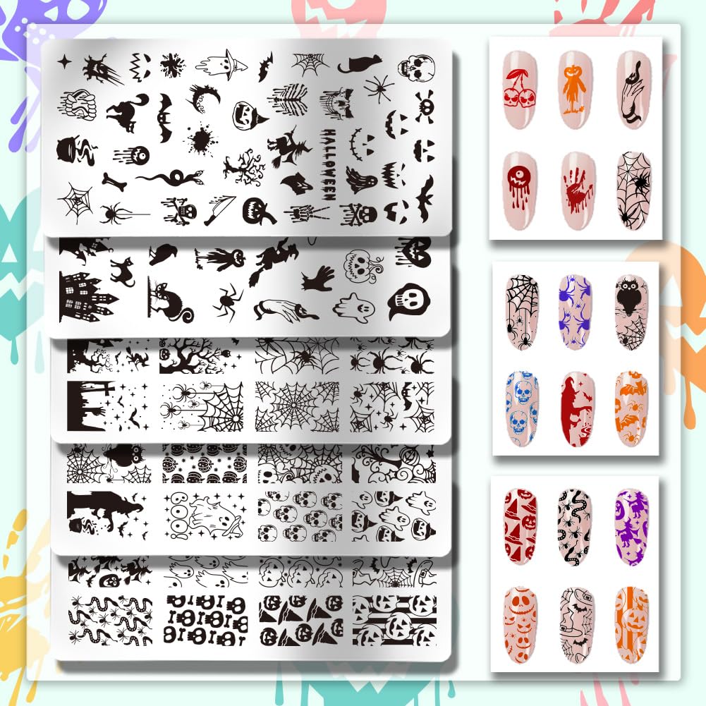 PH PandaHall 5pcs Halloween Nail Stamping Plate - Image 3