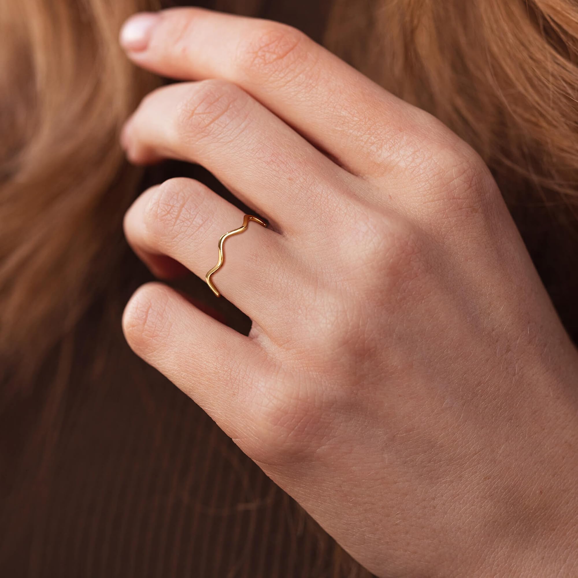 14K Gold plated 1mm Stainless Steel Women's Plain Band Knuckle Stacking Midi Rings Comfort Fit