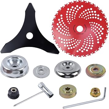 Brush Cutter Blade, 11 Pcs Metal Strimmer Blades with Universal Adapter Kit | Heavy-duty metal teeth, effortless cutting through weeds and brambles, durable construction, versatile garden maintenance