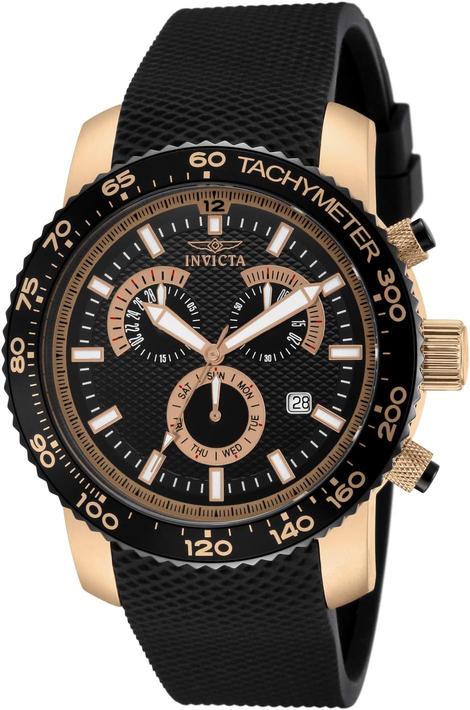 Invicta Men's 11294 Specialty Chronograph Black Textured Dial Black Polyurethane Watch