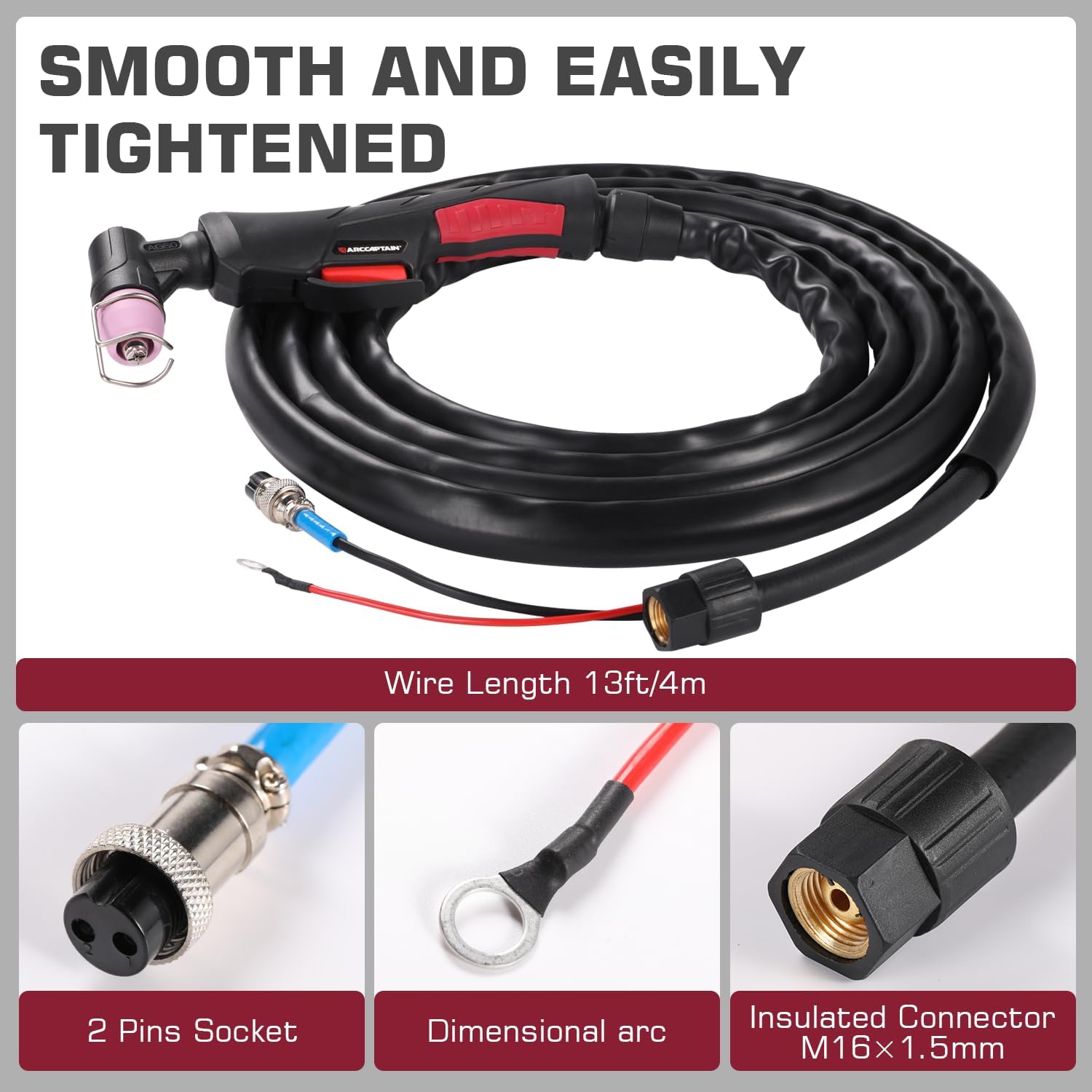 ARCCAPTAIN Plasma Cutting Torch, AG60 Plasma Torch 4 M Cable Plasma Cutting Gun for 50A Pilot Arc Non-Touch Plasma Cutting Machine