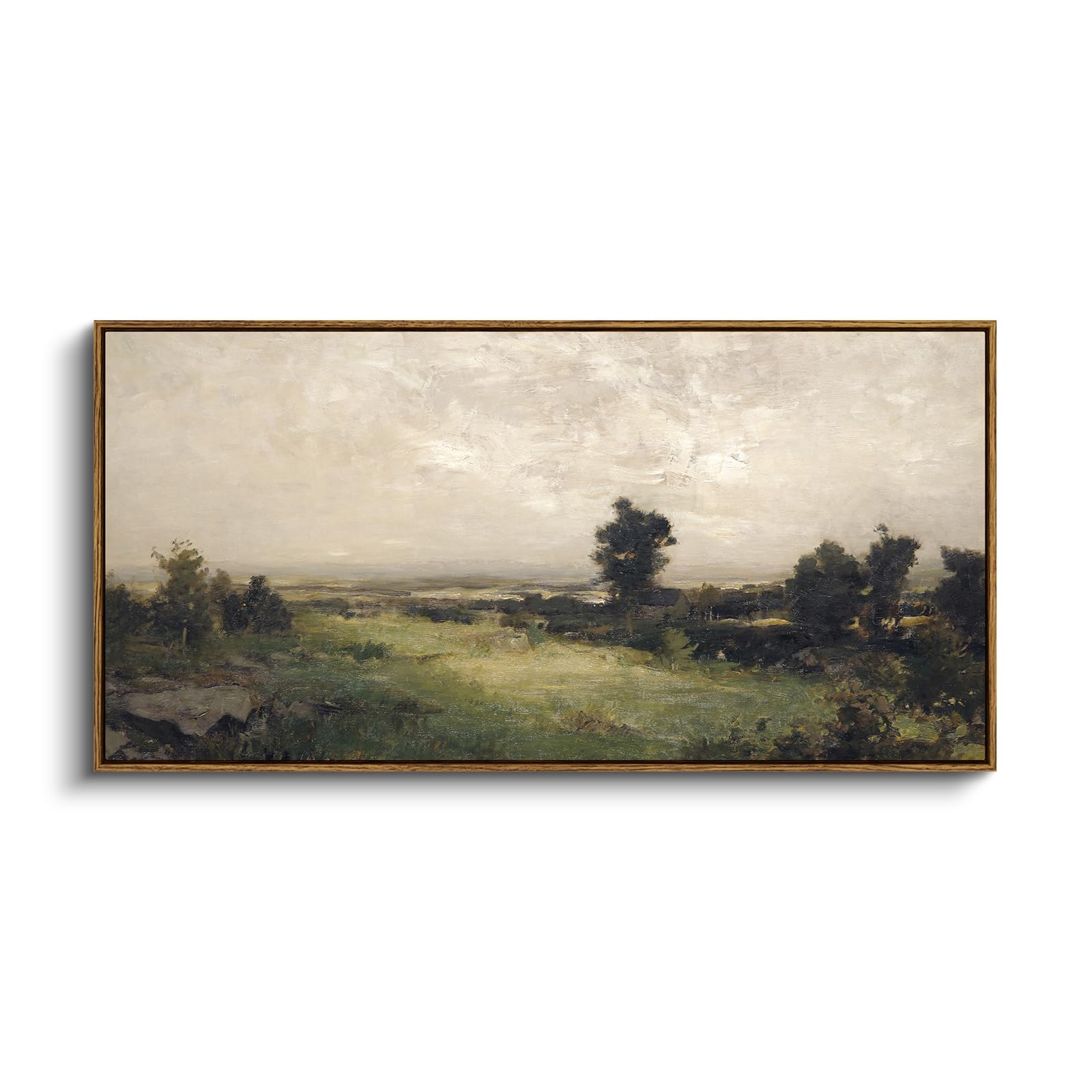 InSimSea Extra Large Framed Vintage Wall Art, Living Room Country Farmhouse Decor, Wilderness Landscape Paintings, Canvas Prints, Retro Scenery Long Picture for Bedroom Above of Bed,20x40inch