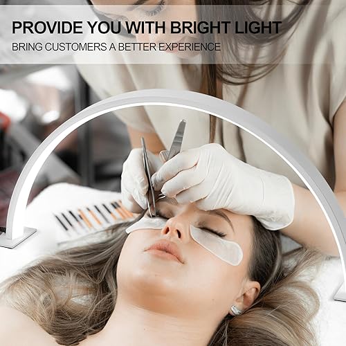 Miniatura 6 de Lámpara de uñas para escritorio, lámpara de media luna de 18.5 pulgadas de diámetro con 3 modos de color y brillo ajustable de 10 niveles, lámpara