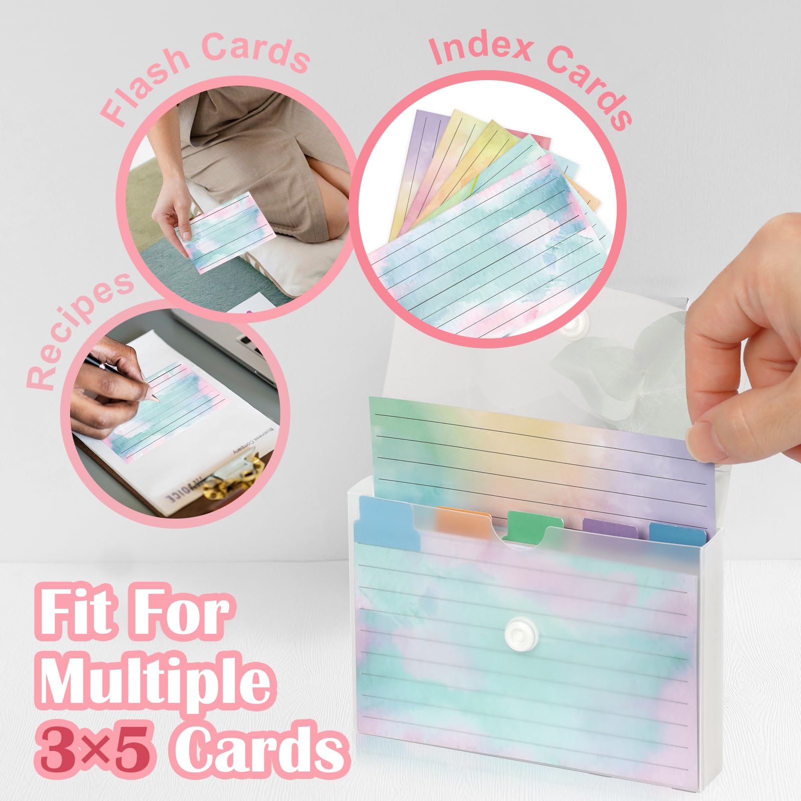 Kit Organizador De Cartões De Estudo - 100 Peças Com Divisórias E Etiquetas Em Plástico