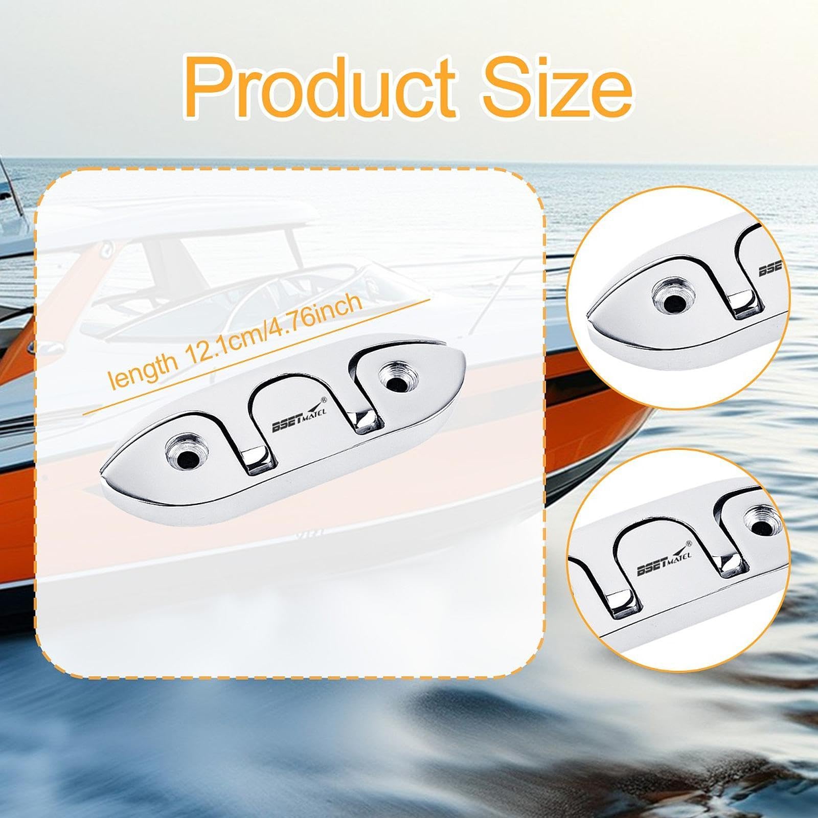 Menolana Boat Dock Cleat Mooring Cleat Heavy Duty Kayak Yacht Hardware for Deck with Fasteners Stainless Steel Folding Easy to Install