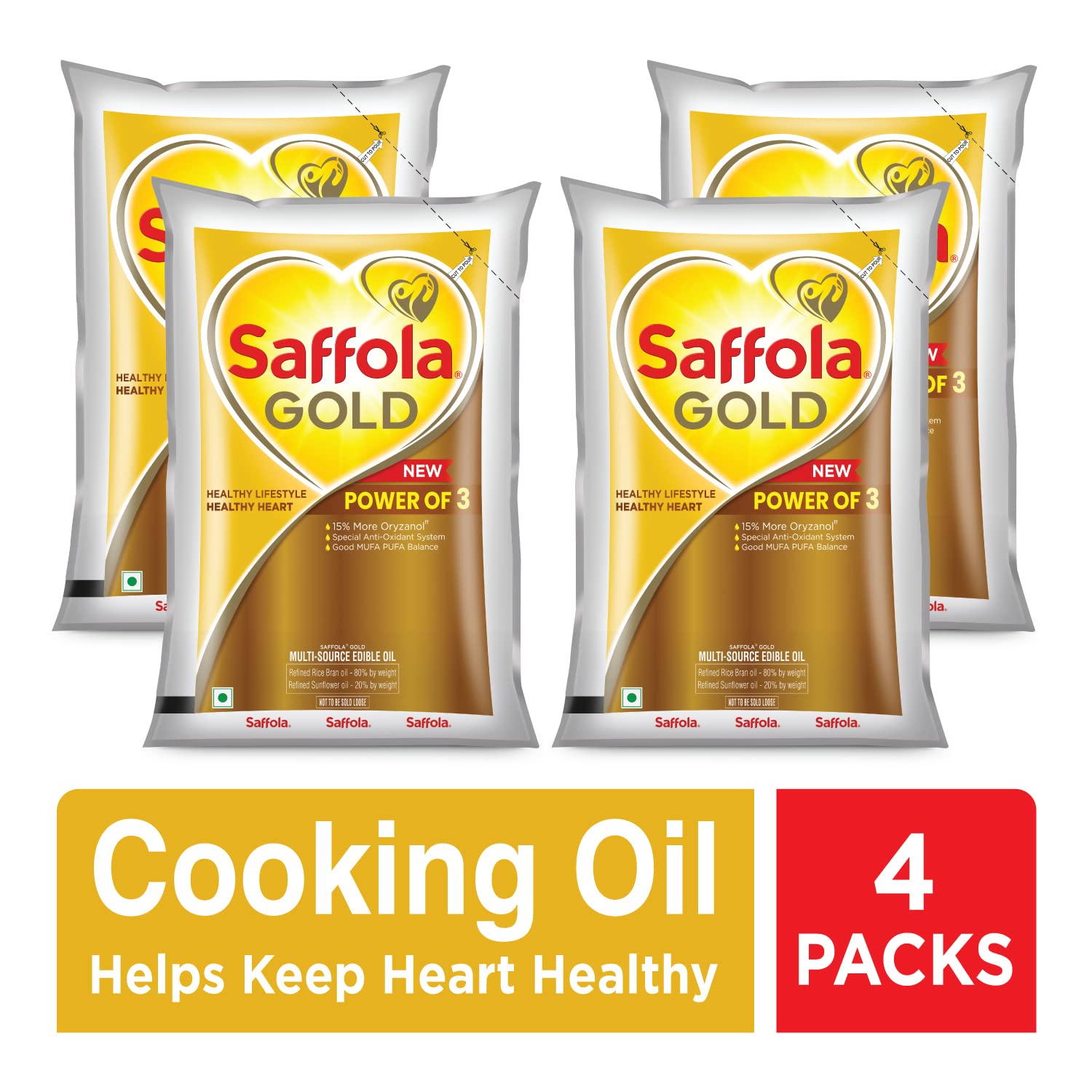 Saffola Gold Refined Cooking oil Blend of Rice Bran & Sunflower oil Helps Keeps Heart