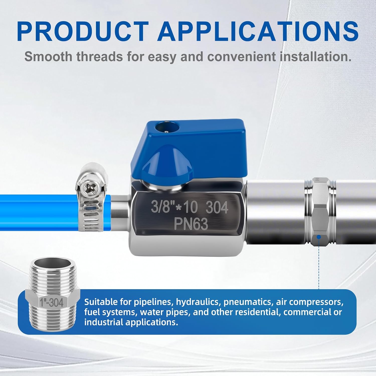 4Pcs 304 Stainless Steel Hex Nipple Pipe Fittings, 1/2" Male to 1/2" Male NPT Threaded Equal Pipe Adapter Straight Connector Pipe Fittings Adapter (4, 1/2")