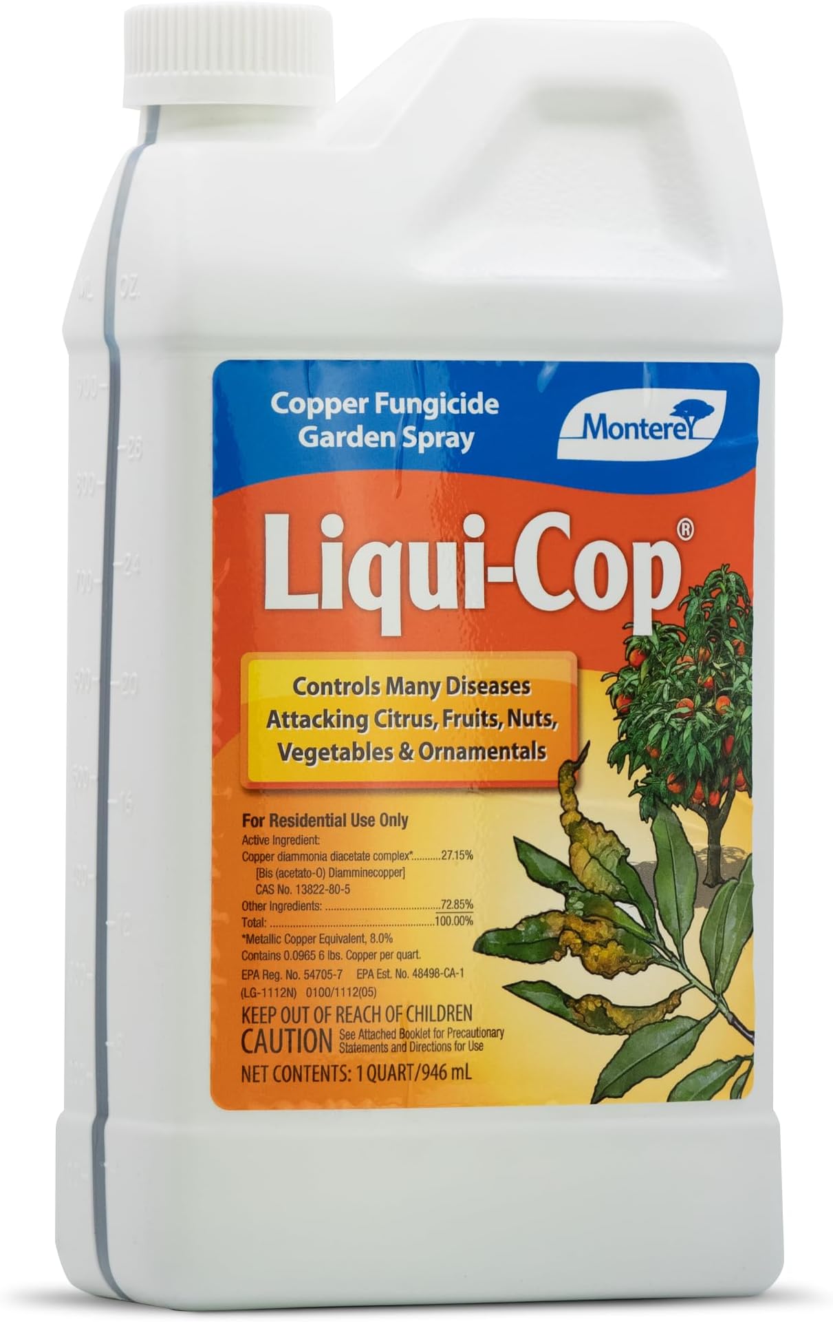 Monterey Liqui-Cop - Copper Fungicide Garden Spray for Citrus and Fruit & Nut Trees - 32 oz