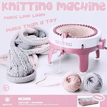 SENTRO Knitting Machine, 40 Needles Knitting Machines with Row Counter, Smart Weaving Knitting Loom, DIY Knitting Round Rotating Machines, Double Knit Loom Machine Kits