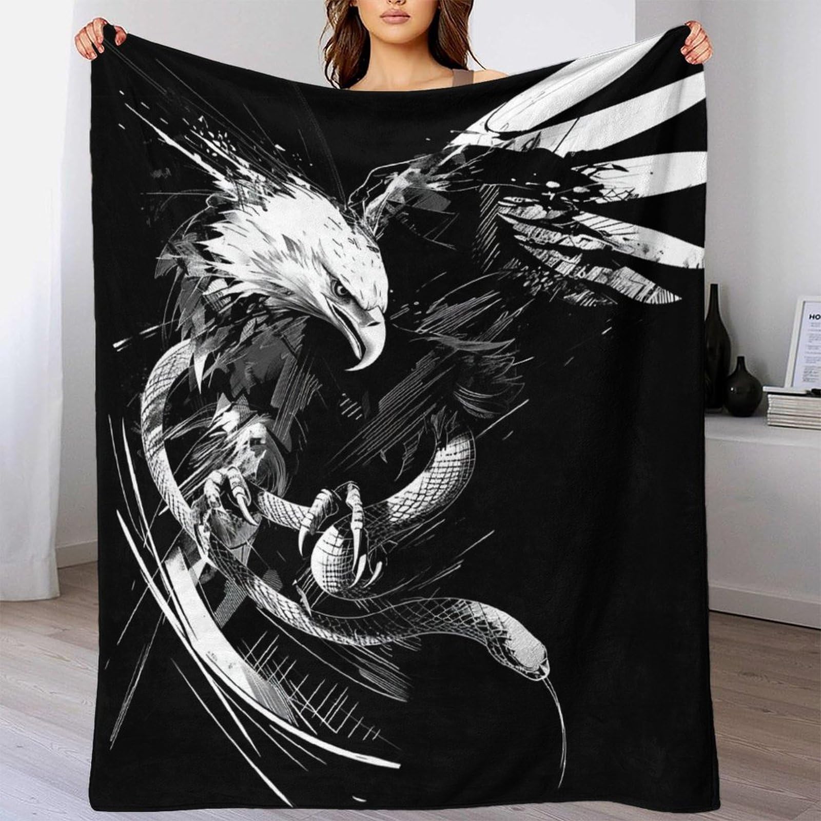 Coperta morbida in pile di flanella con aquila, regalo di compleanno per amici e familiari, regalo di Natale per amici e partner, coperta natalizia per divano e letto, 180 x 200 cm