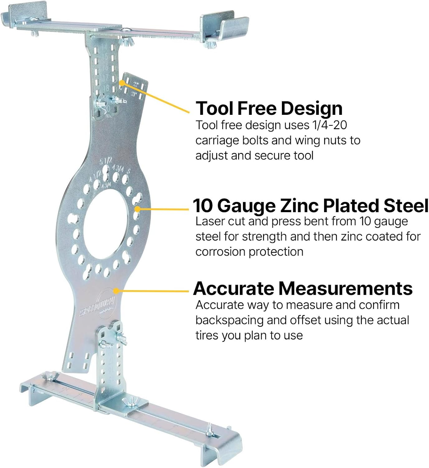 WheelWise™ Wheel Fitment Simulator Tire/Rim Fit Size Measuring Mockup Tool, Supports 14 to 22 Inch Diameters and 7 to 17 Inch Widths, 5-Lug Bolt Pattern