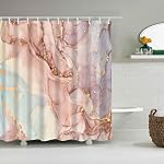 Marble Shower Curtains No Liner, Waterproof Polyester Fabric Shower Curtain Fabric Set with Plastic Hooks for Bathroom Decorations Accessories, Modern Concise Design 72" x 72" (D1023)