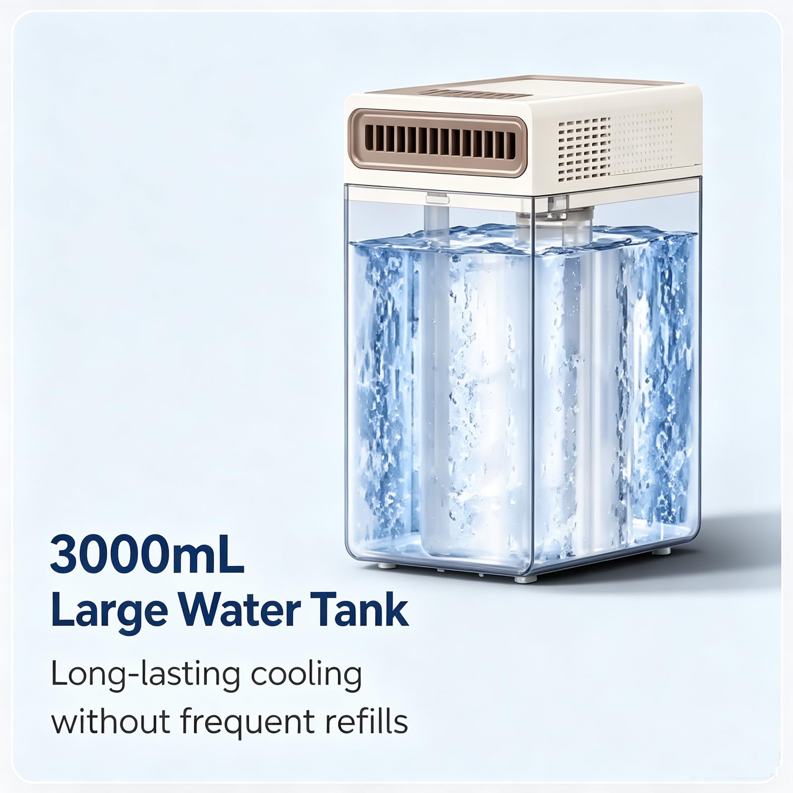 Raffrescatore d'aria portatile a nebulizzazione Pro, 4 in 1 con sistema evaporativo, serbatoio dell'acqua visibile da 3000 ml, nebulizzazione potente da 300 ml/h, mini ventilatore condizionatore pers