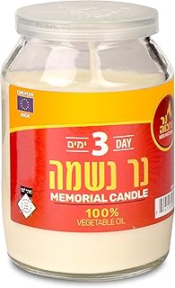 Ner Mitzvah 3 Day Yartzeit Candle Kosher Memorial and Yom Kippur Candle in Plastic Holder