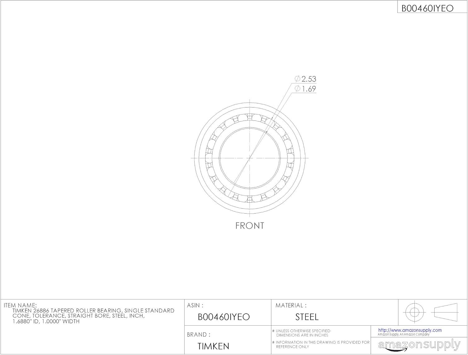Timken Tapered Roller Bearing Cone - 26886