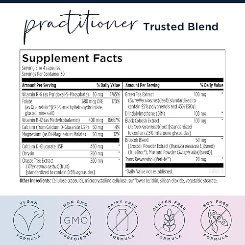 Miniatura 6 de Designs for Health FemGuard Balance - Apoya el equilibrio hormonal femenino saludable  metabolismo de estrógenos - Fórmula para mujer - Folato