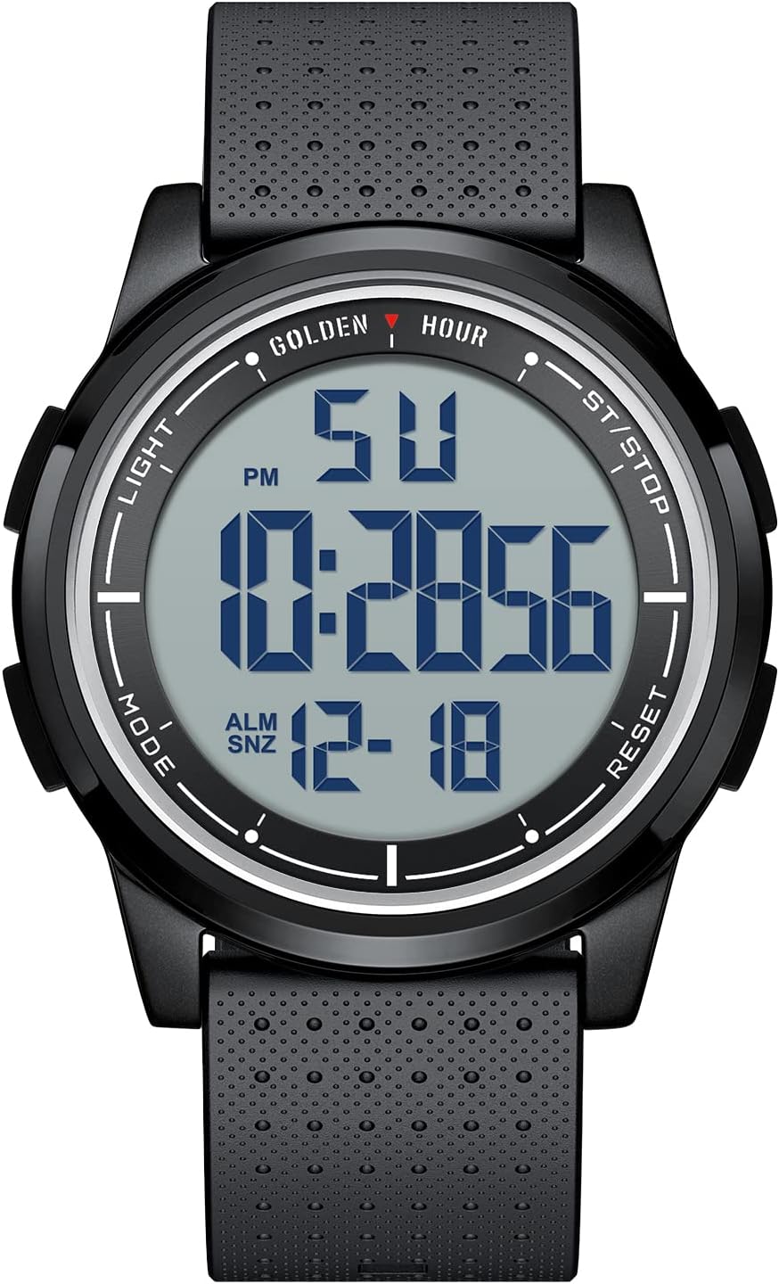 Ultra-Thin Minimalist Sports Waterproof Digital Watches Men with Wide-Angle Display Rubber Strap Wrist Watch for Men Women