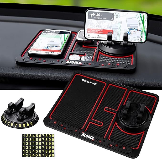 4 in 1 NonSlip Phone Pad for Car, Multifunction AntiSlip Phone Mat