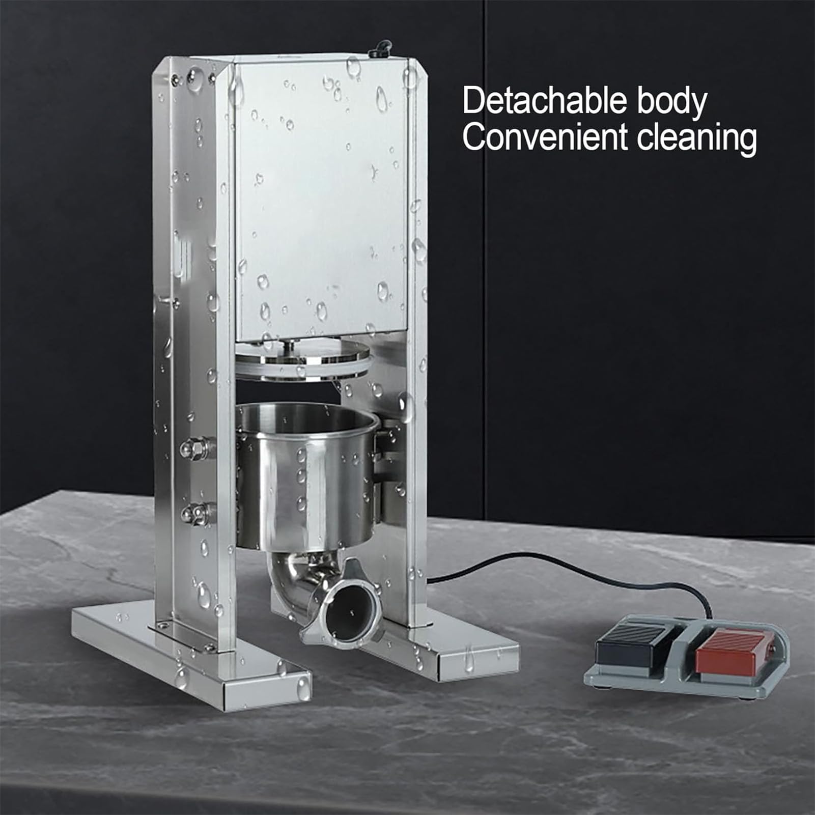 Embutidora De Chorizos, Electrica Maquina De Embutir Chorizos, Vertical Máquina para Embutidos De Acero Inoxidable, con 3 Tubos De Relleno, Capacidad De 3 l, Cubeta Extraíble