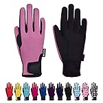 ChinFun Horse Riding Glove Equestrian Gloves Kids for Boys Girls Horseback Riding Gloves Grip for Youth Children Riding Sports Biking Cycling Gardening Pink Size L