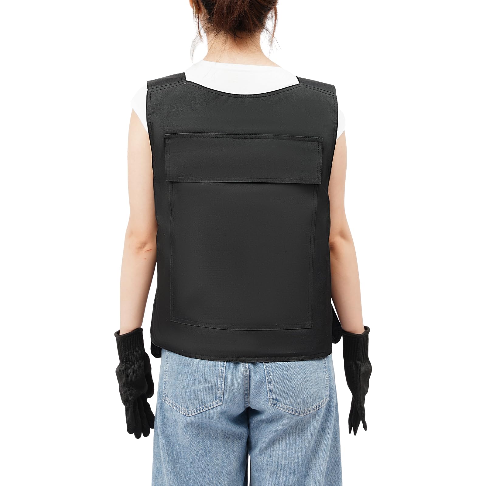 Protective Vest, Lightweight Outdoor Training Protective Stab Vest with Anti-Cut Gloves, Breathable Protective Gear for Hunting, Paintball, and CS Games