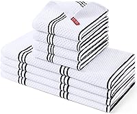 Vista 16 de Homaxy - Juego de toallas y paños de cocina, 12 x 12 y 13 x 28 pulgadas, juego de 8 toallas de cocina de 100% algodón, de punto gofre, a cuadros