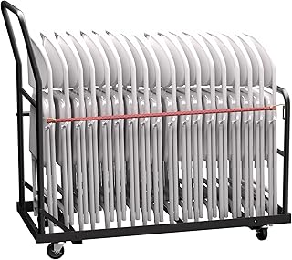 Folding Chair Cart with Wheels Heavy Duty 300 LBS Capacity, Rolling Chair Dolly for 25 Chairs w/Dual Handles & Anti-Fall Design, Commercial Cart for Events, Church, Conference, Weddings