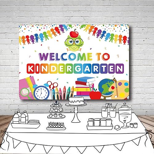 Miniatura 4 de MEHOFOND Fondo de bienvenida a jardín de infantes de 7 x 5 pies, banderas coloridas de búho para el regreso a clases, decoración de fiesta para el