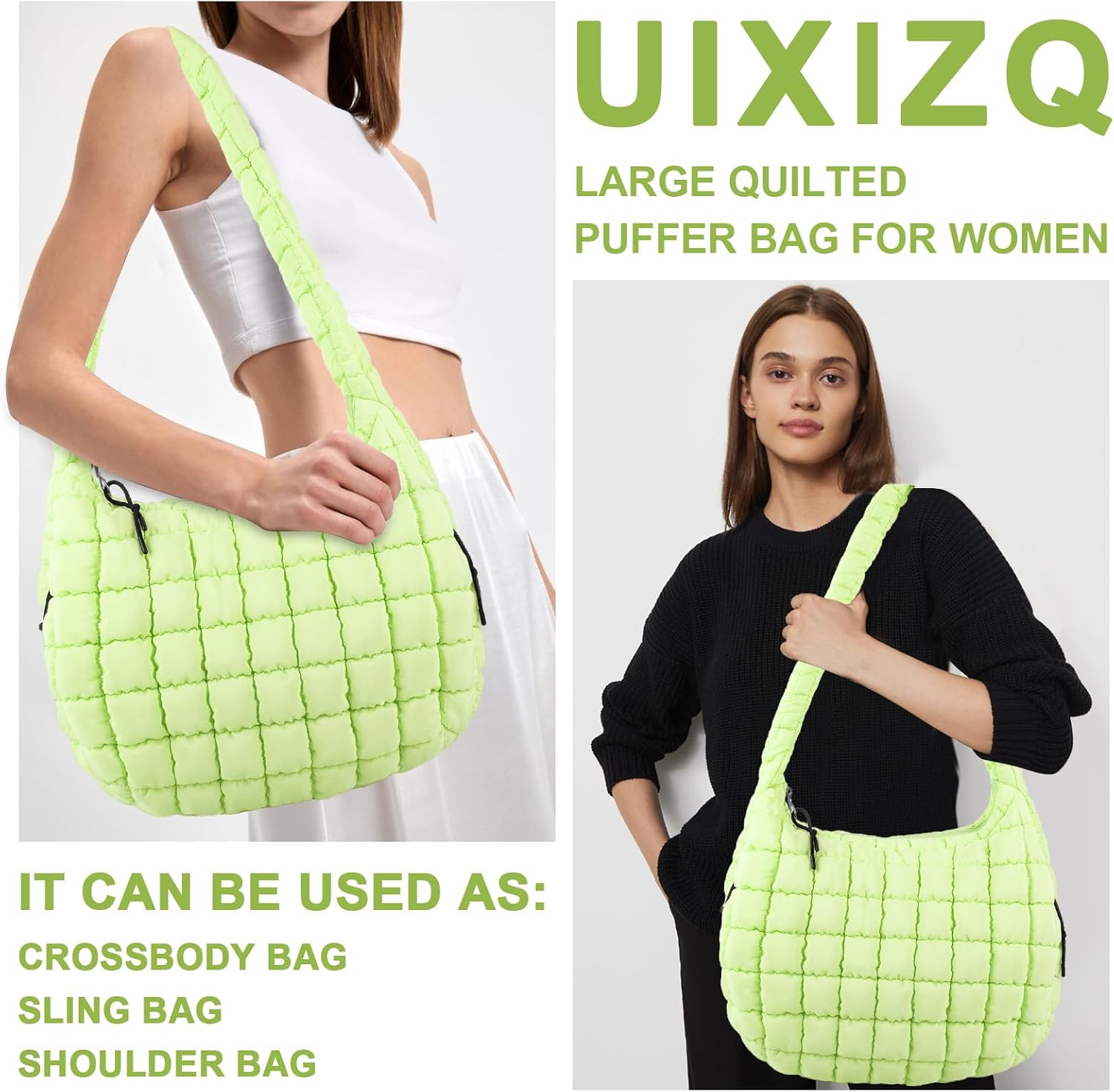 Quilted Puffer Tote Bag Purse Puffy Crossbody Shoulder Bag,Lightweight Nylon Hobo Bag Puffer Carryall Bag for Women Girl - Image 7