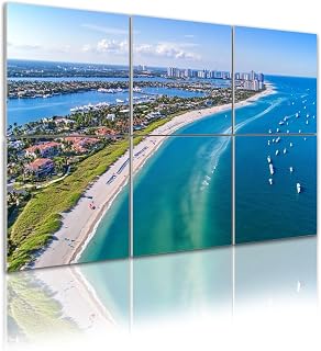 6 Pack Art Acoustic Panels Peanut Island Florida Soundproof Wall Panels, 48"x72" Decorative Sound Absorbing Panels, Acoustic Treatment for Home, Office
