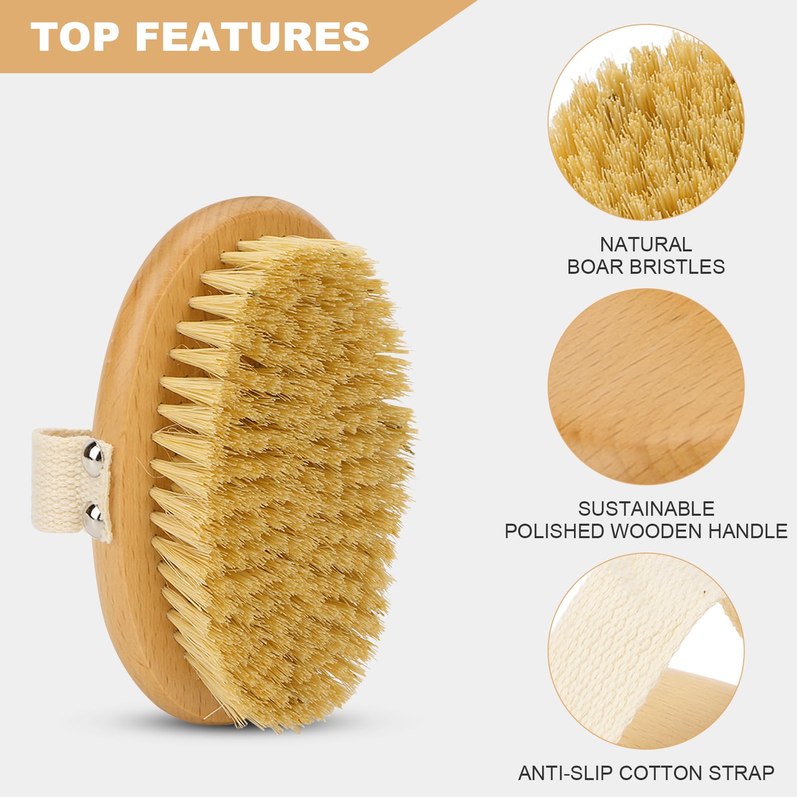 Skin Firming Removes Dead Beech Wood Skin Brush with Massage Effect for Legs Foot,Body Brush, Skin Brush - Image 3