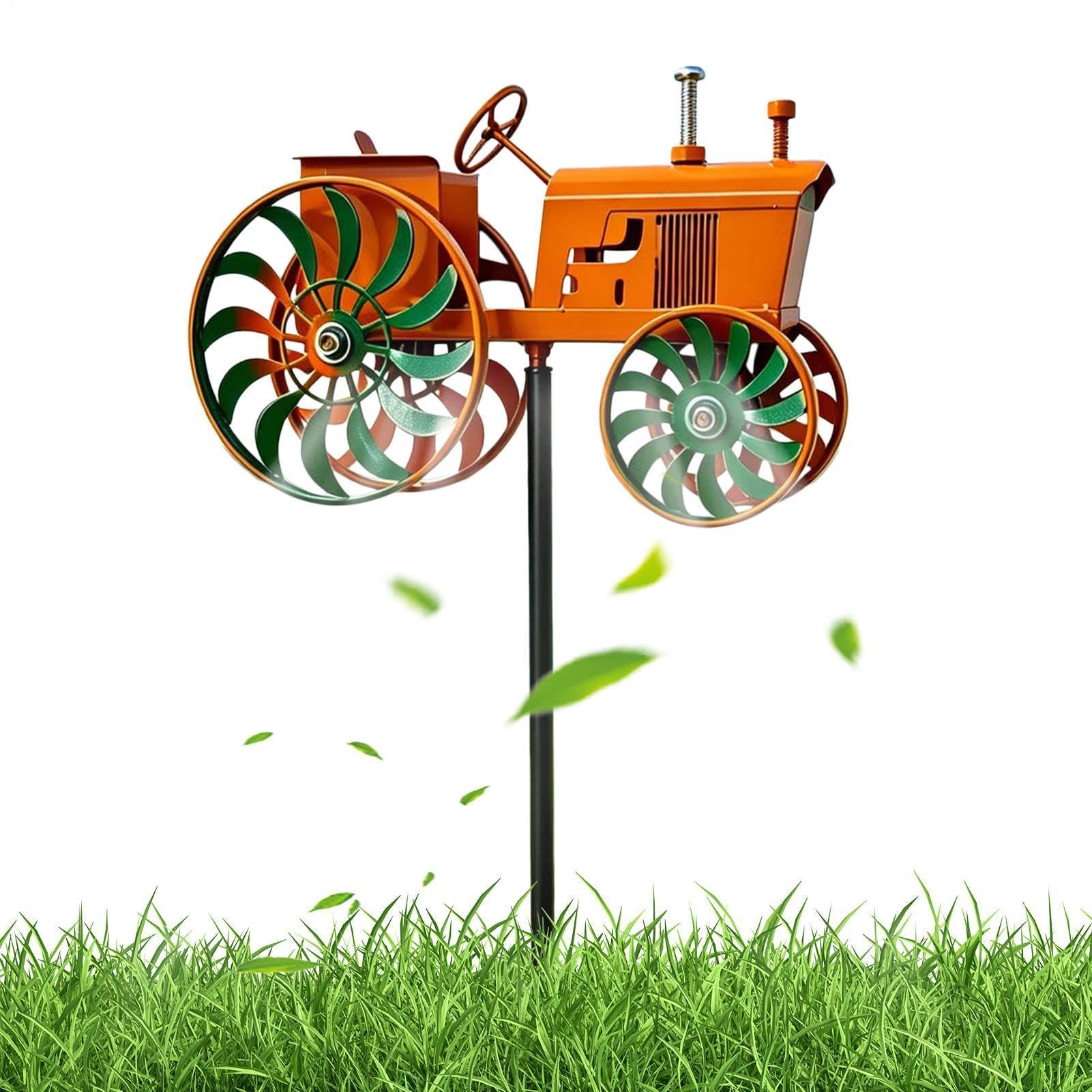 Spinner à vent pour tracteur | Rustique et résistant aux intempéries | Moulin éolien en forme de tracteur de jardin pour pelouse, patio, patio, balcon, ferme, maison et