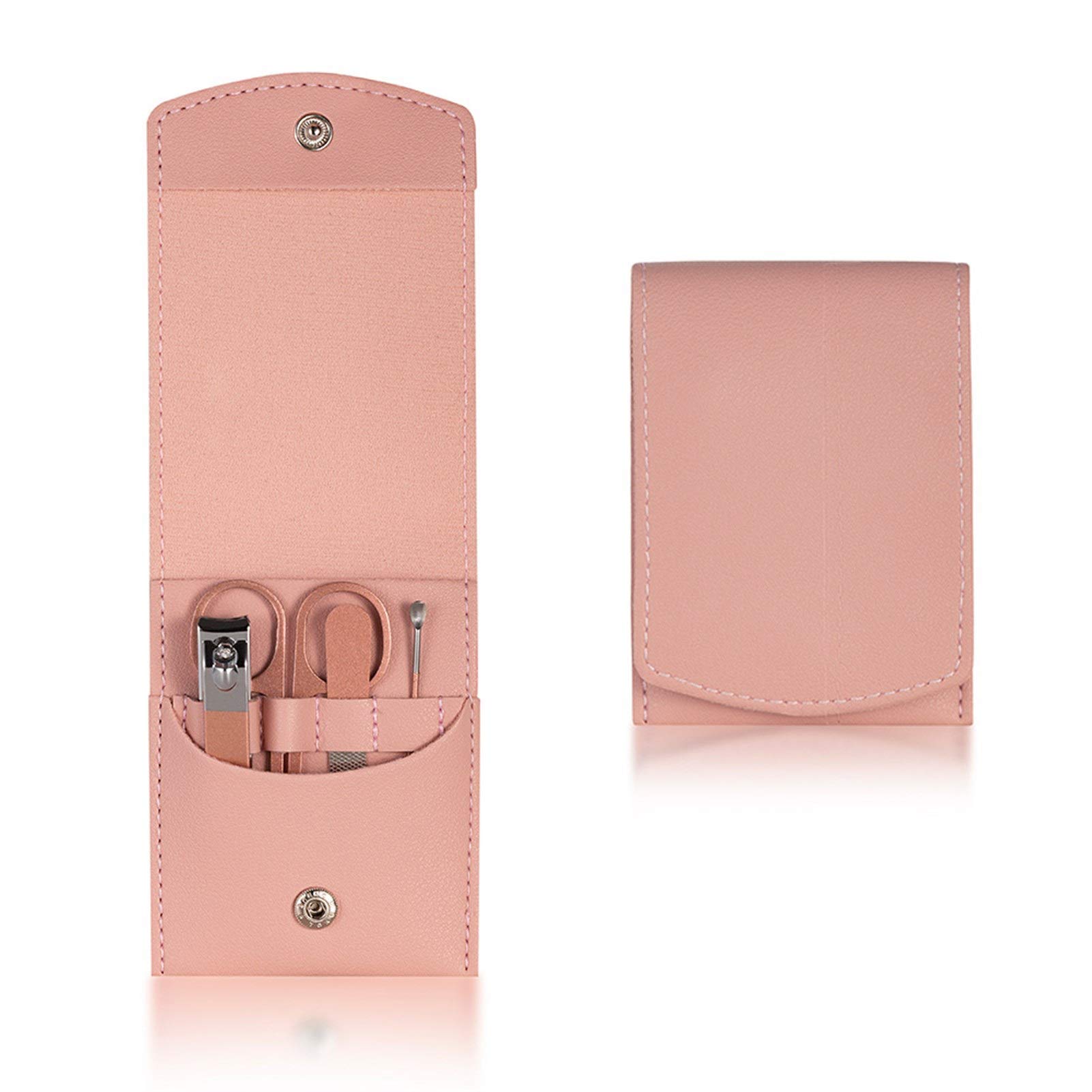 Coupe-ongles rose et kit de manucure en acier inoxydable 4 pièces KANUZ