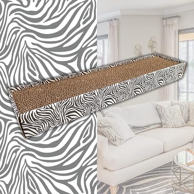 Foto 7 de 7 de Croci Zebra - Rascador De Cartón Para Gatos, Rectángulo De 2 Capas Reversibles, Pies Antideslizantes, Bolsa…