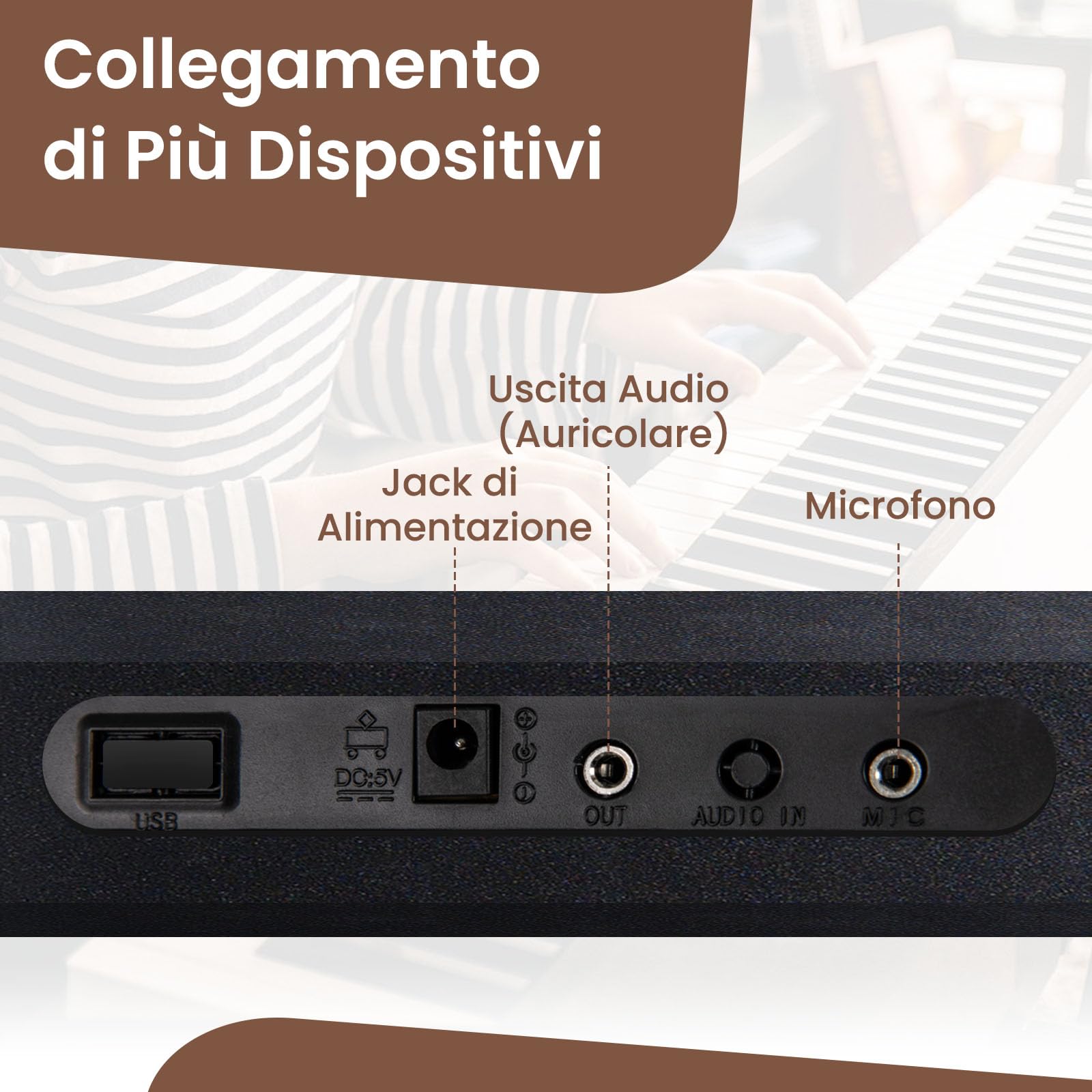 COSTWAY Pianoforte Digitale a 61 Tasti, Pianoforte Elettronica con Supporto, Microfono, Pianoforte Portatile con Adesivi per Tasti e Borsa da Trasporto, per Bambini e Adulti (Nero)