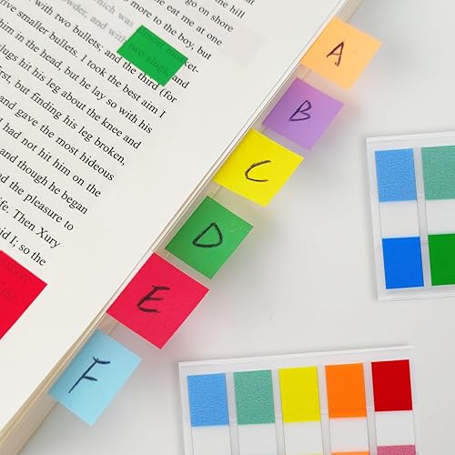 Miniatura 3 de KICNIC Marcadores de página, pestañas adhesivas de índice 1000 unidades, banderas de notas emergentes fluorescentes, pestañas de 1.77 x 0.39