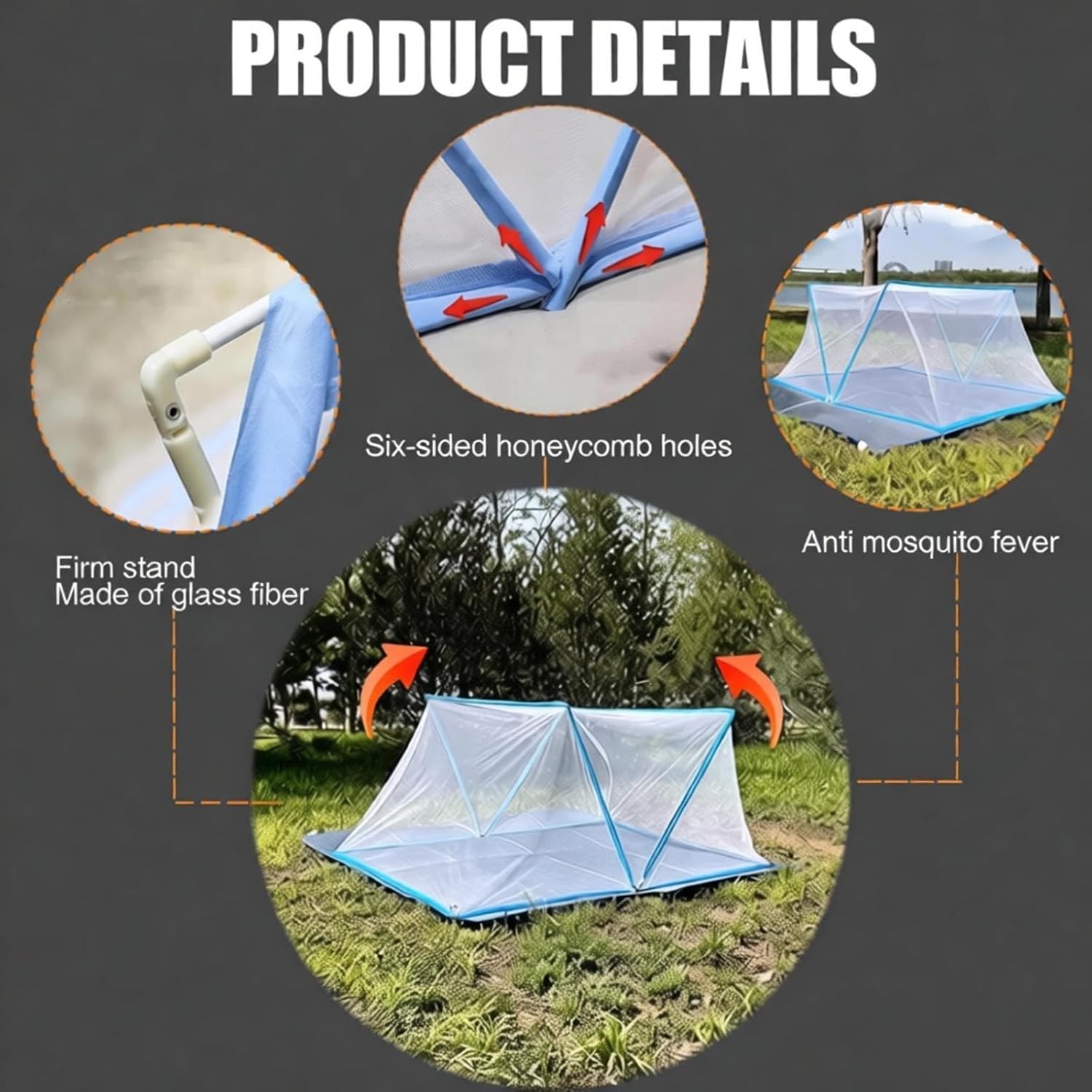 Portable Collapsible Mosquito Net Tent-Pop Up Collapsible Mosquito Netting for Indoor Outdoor Camping Travel, Home Dorm, Easy to Install