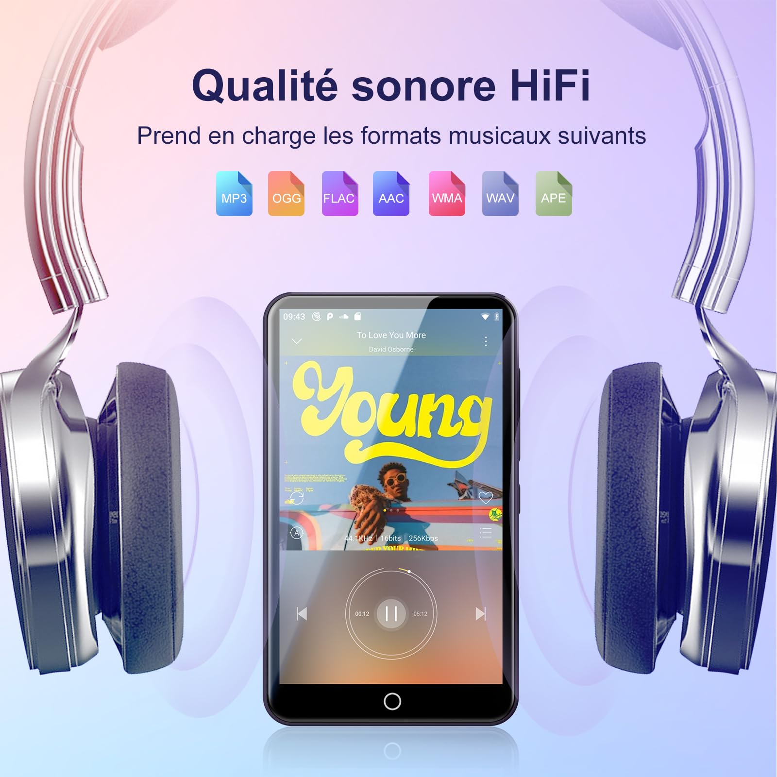 Lecteur MP3 80 Go Bluetooth WiFi 2000 mAh écran Tactile 4" Android Spotify Amazon Music Play Store