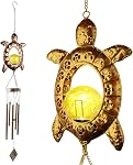 Turtle Solar Wind Chimes for Outside Crackle Glass Ball Waterproof Wind Chimes Outdoor Garden Decor Birthday Unique Gifts for Women Mom Grandma Windchimes Gardening (Turtle Lanterns Wind Chimes)