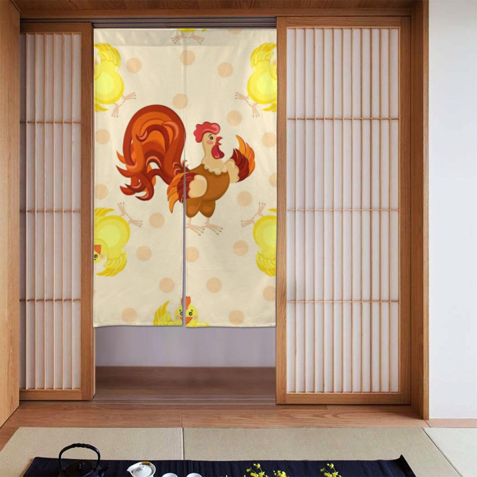 Rideau de porte japonais poule BONDIJ pour cacher les pièces