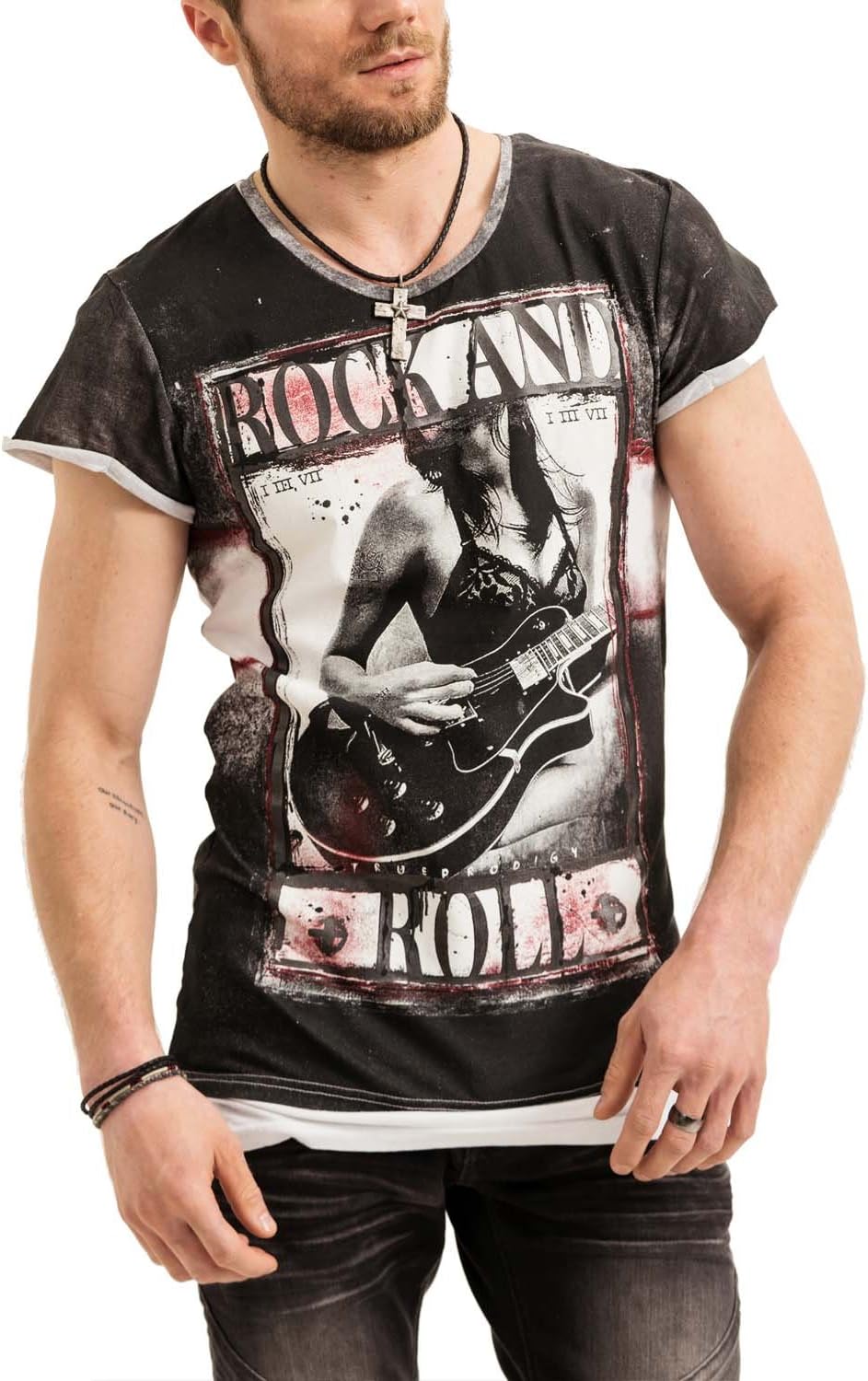 trueprodigy Casual Mens Clothes Funny and Cool Designer T-Shirts Shirt for Men with Design V-Neck Slim Fit Short Sleeve Sale