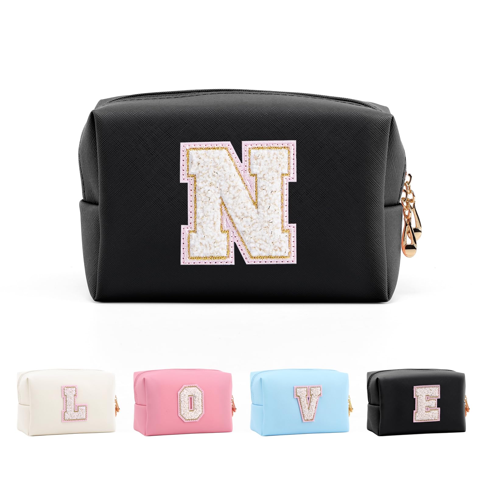 Bolsa de Maquillaje, Bolsa de Cosméticos Impermeable de Viaje, PU Cuero, Neceser de Baño, Bolsa De Aseo Y Almacenamiento para Mujer,Cosas Preppy para niñas Adolescentes (Letra A-Z) — view 94