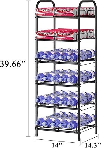 Miniatura 2 de GILLAS Estante de almacenamiento de botellas de agua de 3, 5, 6, 7, 8 niveles, metal vertical independiente, organizador de botellas de agua,
