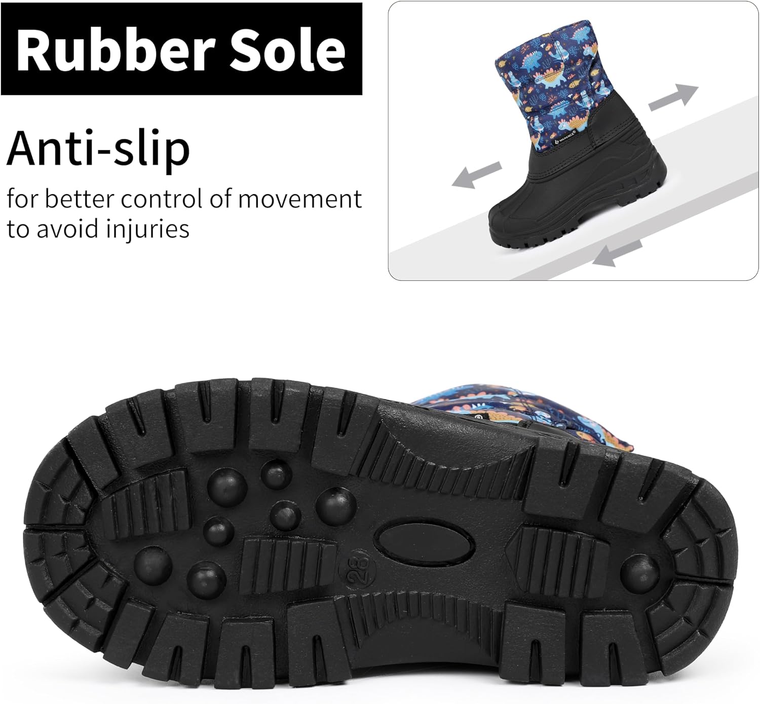 CIOR Kids Waterproof Snow Boots,Warm Faux Fur Lined