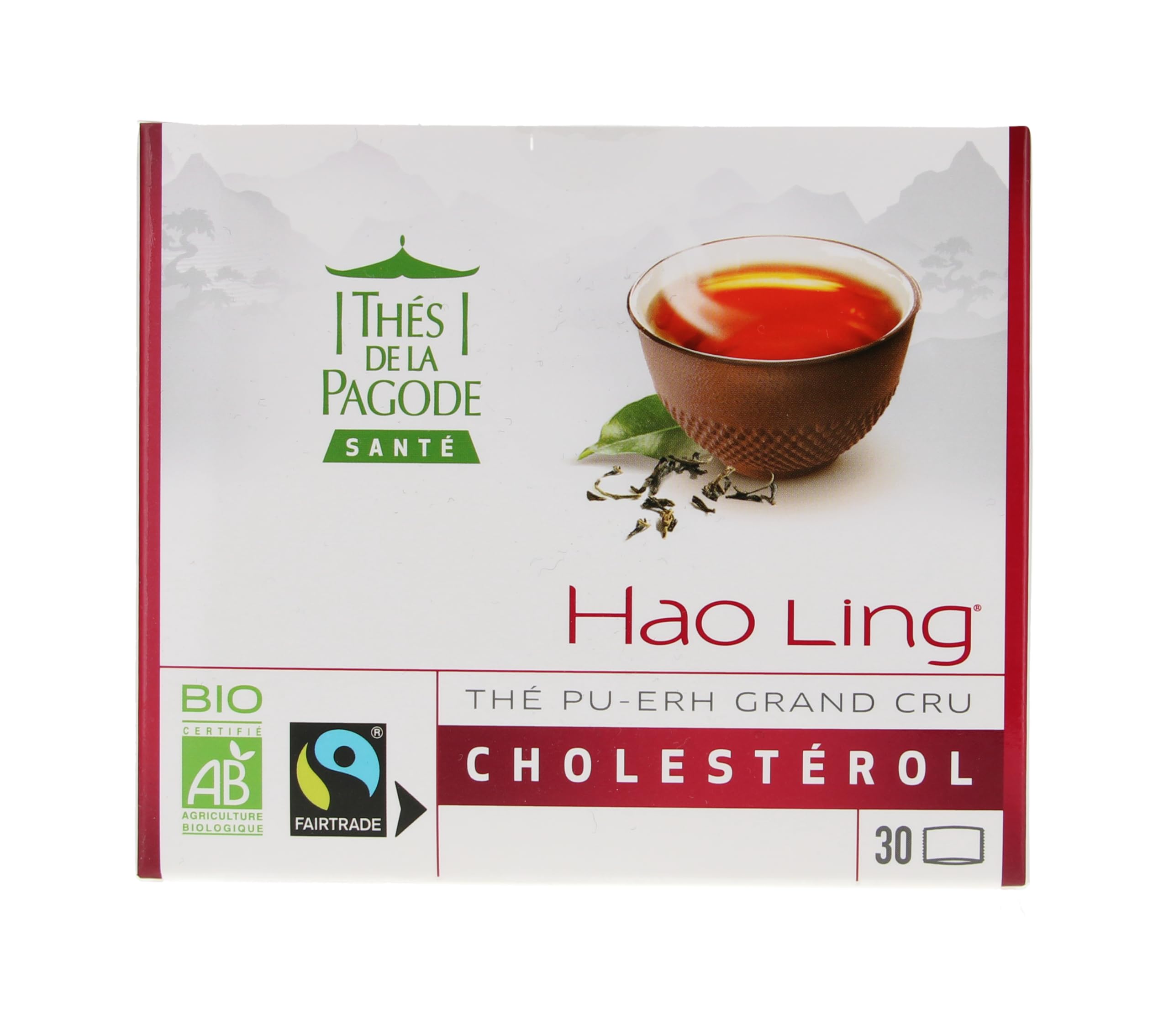 Thés de La Pagode - Thé Hao Ling Bio Equitable - Format pratique et économique - Régule le cholestérol - 30 infusettes