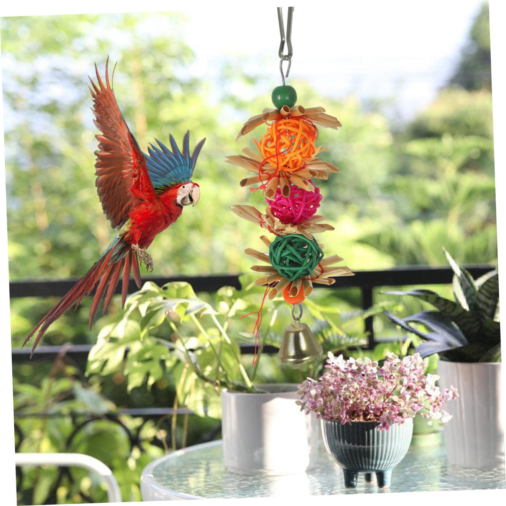 UKCOCO Jouet à Mordre pour Perroquet en Rotin Naturel, Balle Suspendue pour Perroquets et Perruches, Lot de 2 Pièces, pour Jouer et Mâcher Couleur Aléatoire
